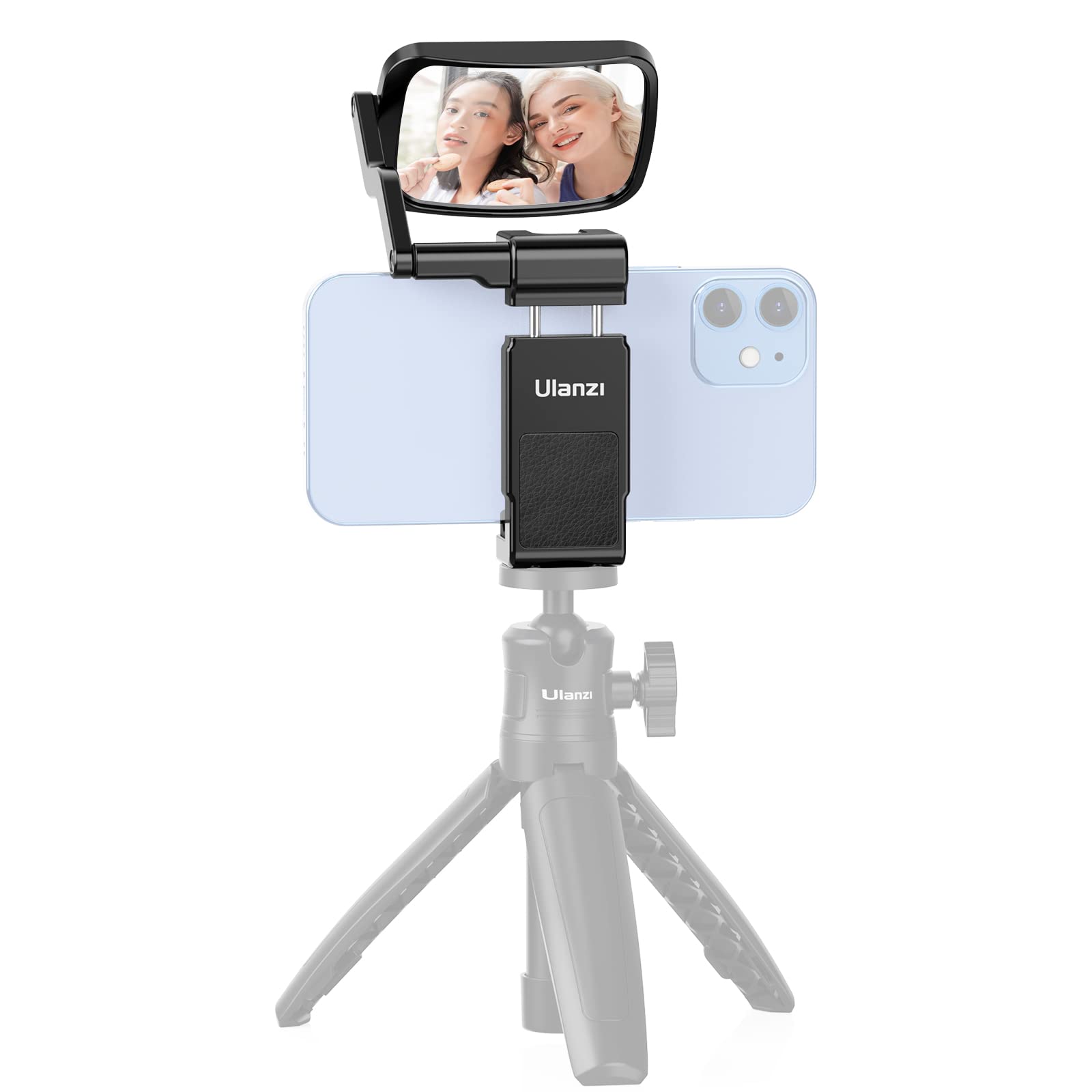 ULANZI Smartphone Selfie Mirror Phone Holder Clip Mount Compatible with iPhone 17 16 15 14 13 12 Pro Max Mini Rear Phone Camera 
