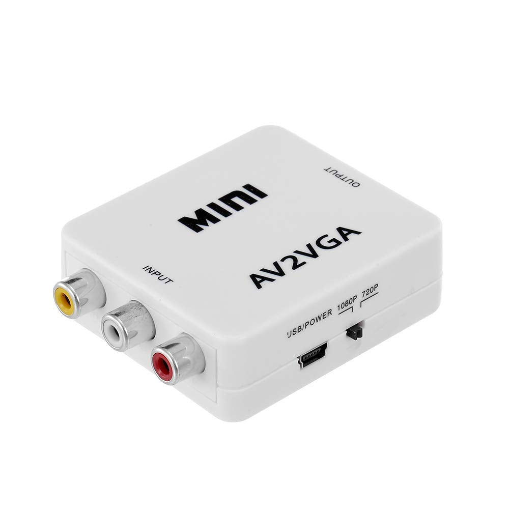 CARE CASE AV to VGA Adapter 1080P HD Mini VGA Converter, RCA to VGA HD Video Converter with 3.5mm Audio Jack for PC/Laptops/STB/