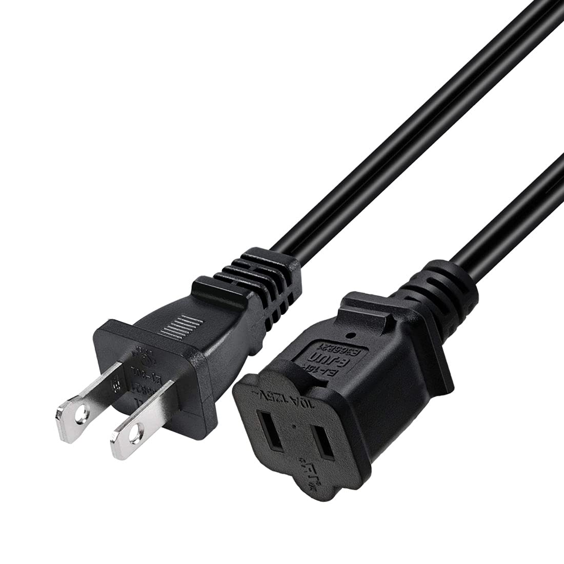 Strhowill Short 1 Foot Nema 1 15P To 1 15R Extension Cable,Polarized Us 2 Prong Male Female Extension Power Cord (Polarized Stra