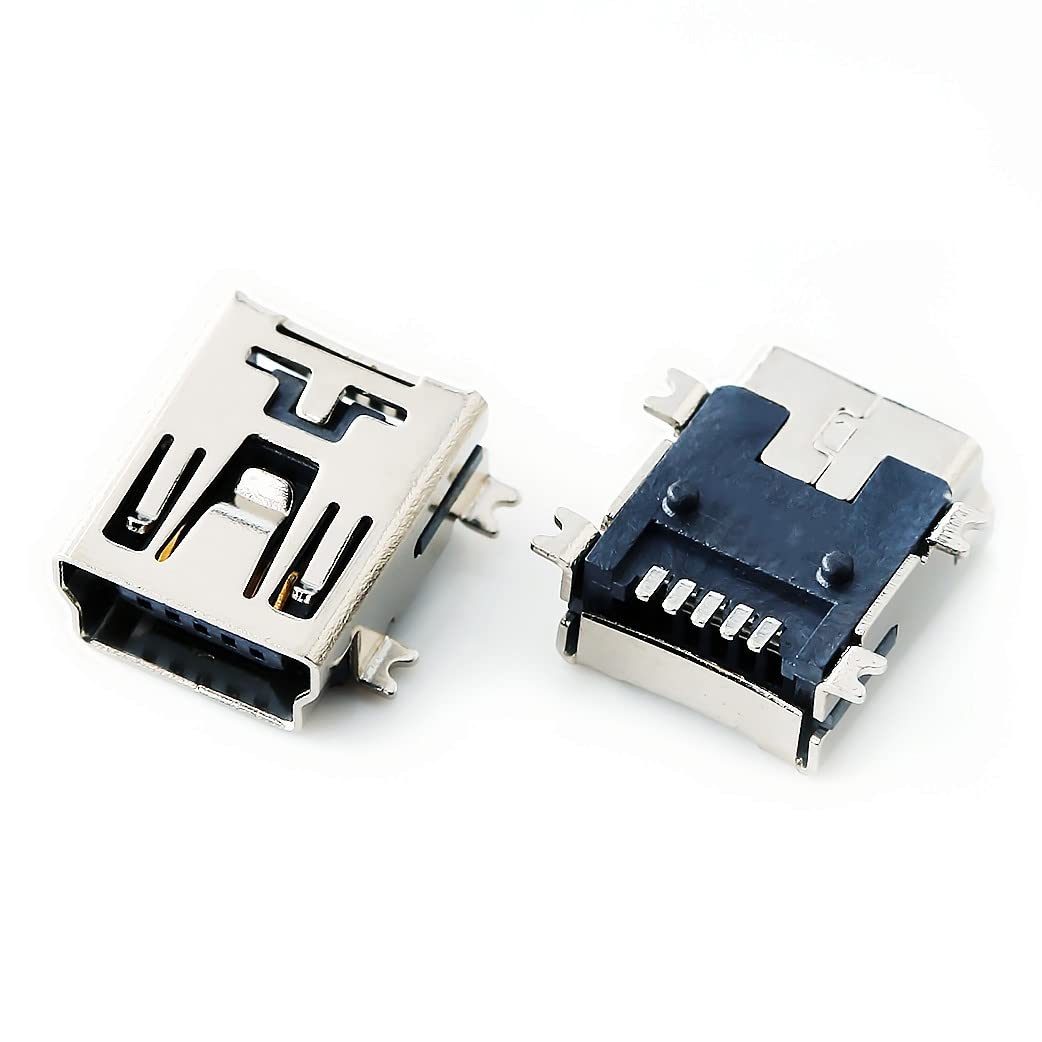 Bnafes 10 Pcs Mini Usb Type B Female Port 5 Pin 180 Degree Smd Smt Pcb Jack Socket