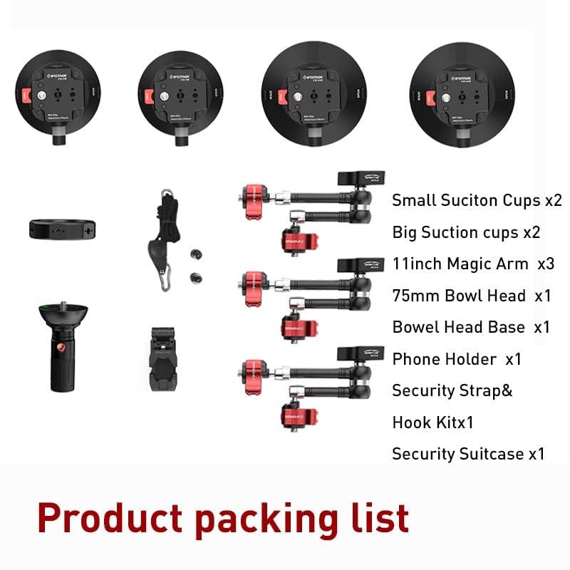 Ifootage Vm-I Spider Crab Vehicle Camera Mount, Car Mount Suction Cups, Magic Arm Pack Of 11, Suction Cup Mount For Car Boat Gla