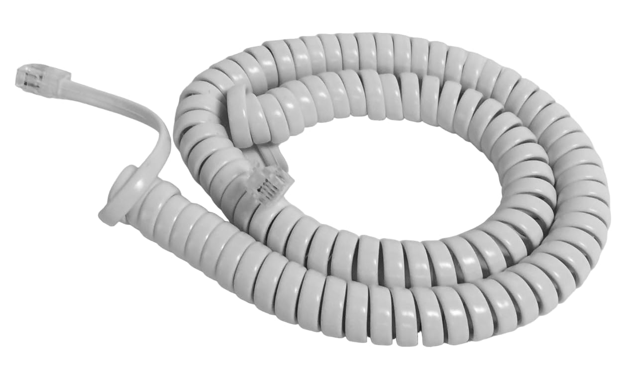 The VoIP Lounge Replacement 12 Foot White Handset Curly Cord for AT&T Phone (12 Feet Fully Stretched, 20-22 Inches Coiled - See 