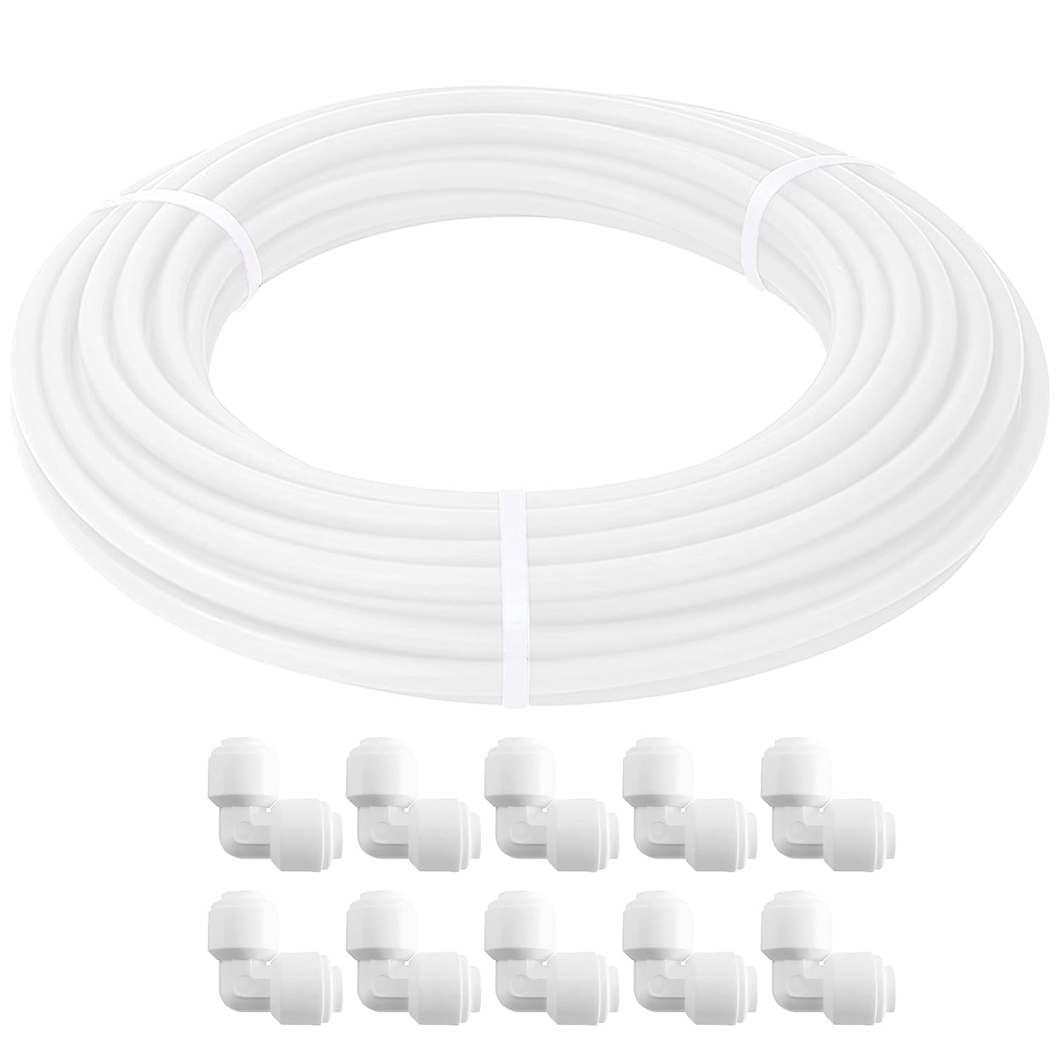 Shapure Food Grade Plastic 15M 1/4Inch Pipe Tube With Pushfit Elbow For All Types Of Ro Water Purifier