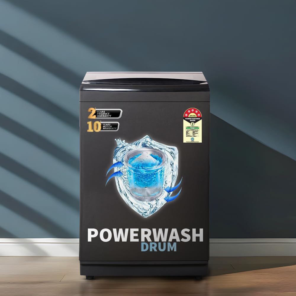 Sharp 7.5 Kg Fully Automatic Top Load Washing Machine With Toughened Glass (EsT75NBk, Color  Black, Soft Close, Hot & Cold Wa