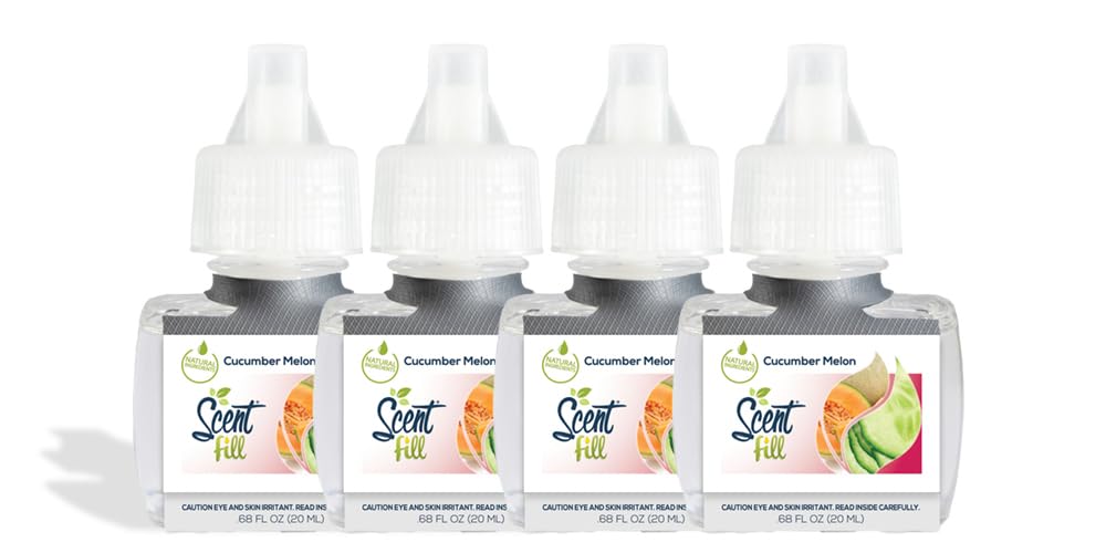 Scent Fill Cucumber Melon Plug In Air Freshener, Scented Oil Refills, 4 Refills