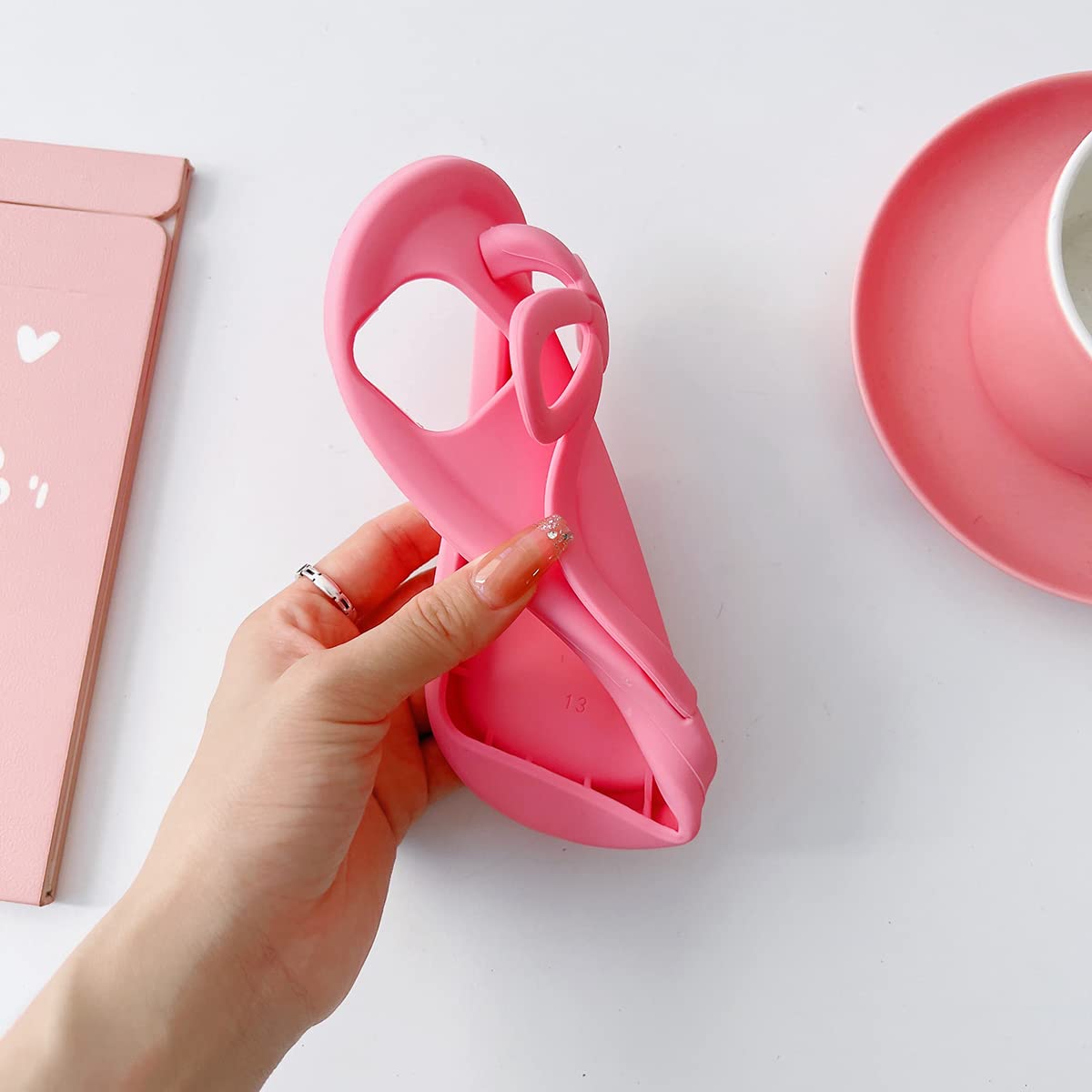 Yakvook Kawaii Phone Cases Apply To Iphone 13 Pro Max,Cute Cartoon Flip Flops Pink Phone Case Unique Fun Cover Case 3D Iphone 13