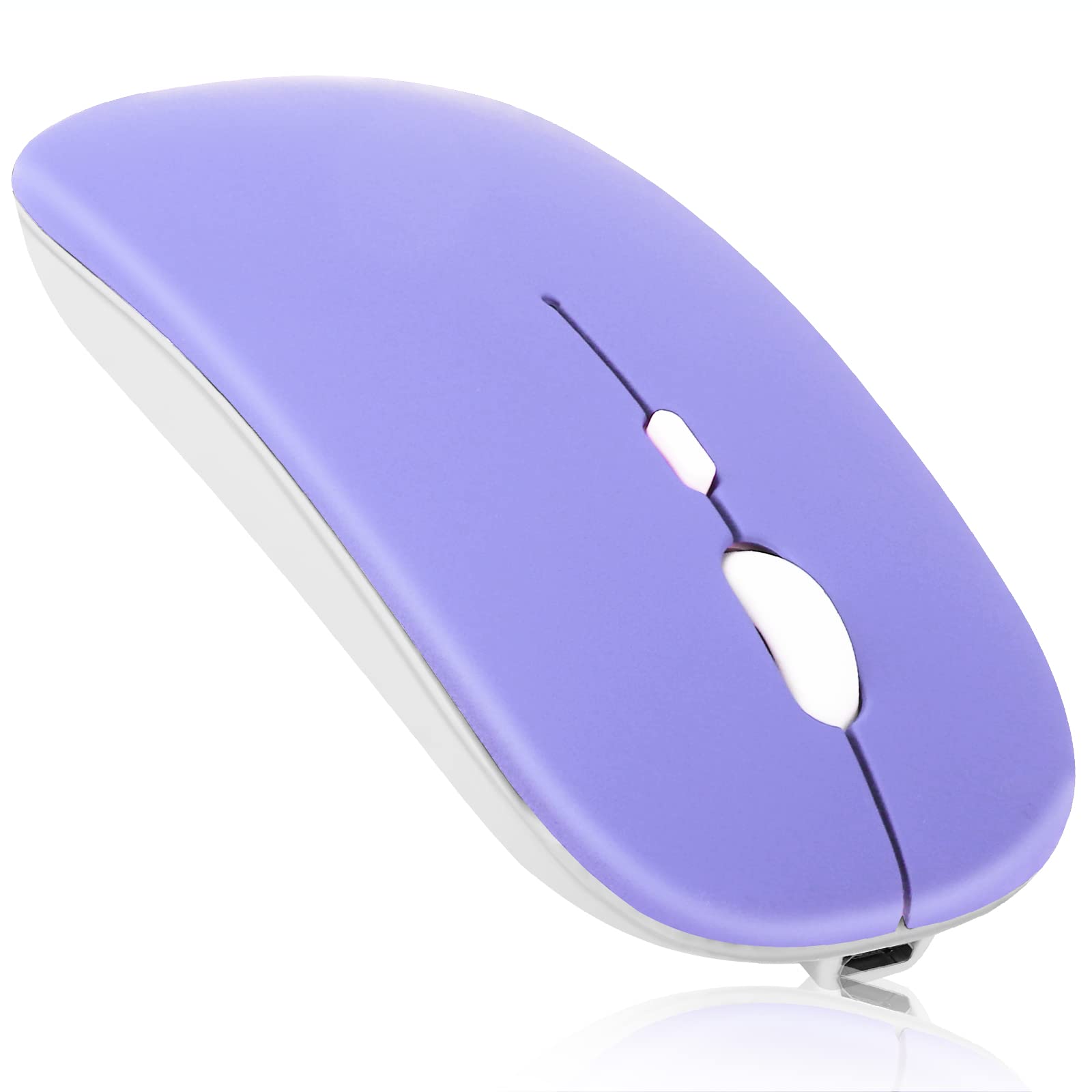Urbanx 2.4Ghz & Bluetooth Mouse, Rechargeable Wireless Mouse For Samsung Galaxy Tab A8 10.5 (2021) Bluetooth Wireless Mouse For Laptop/Pc/Mac/Ipad Pro/Computer/Tablet/Android Violet Purple