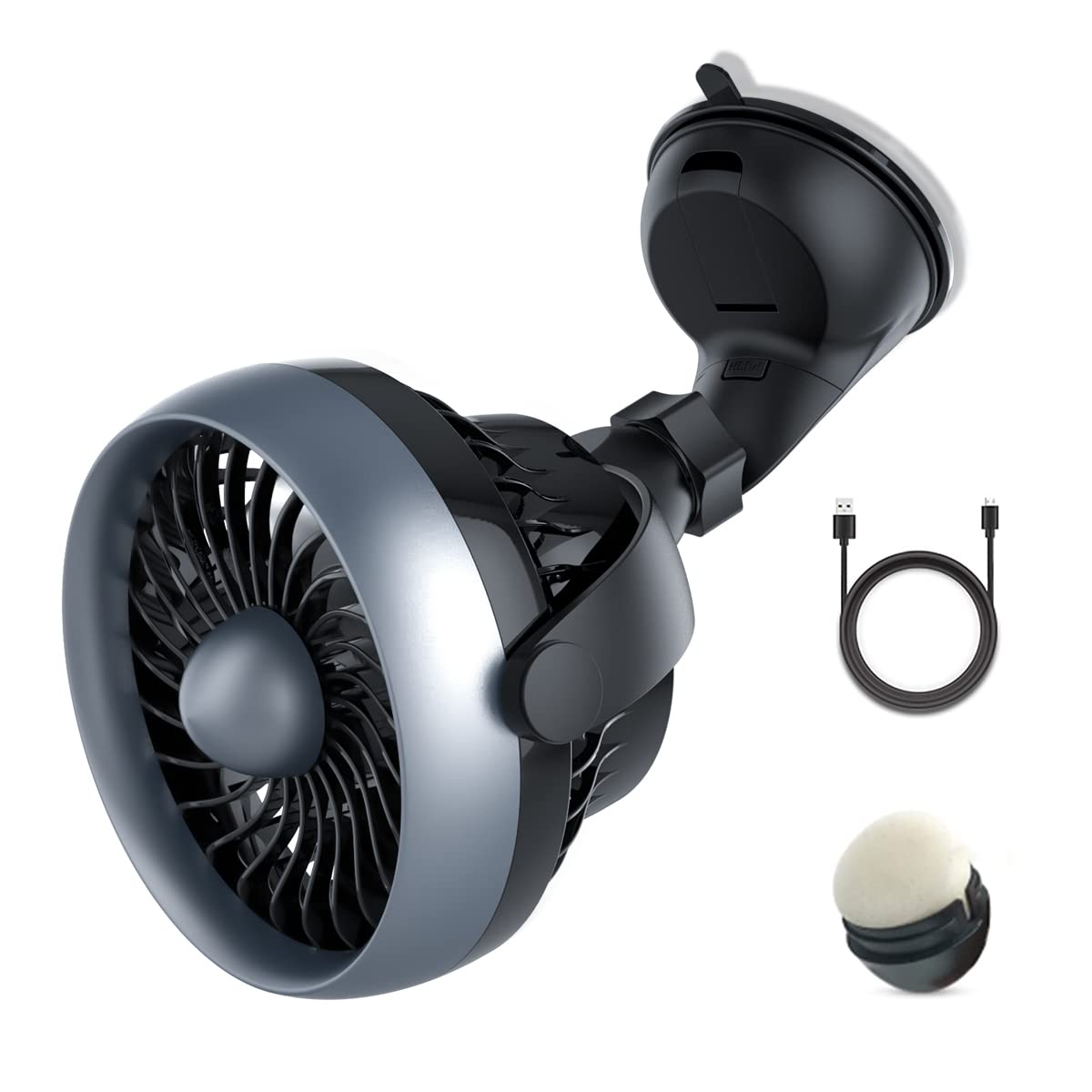 Portable Car Fan With Suction Cup And 4 Speeds, Bonus Aroma Function, Usb Dashboard Cooling Air Circulator Fan For Sedan Suv Rv