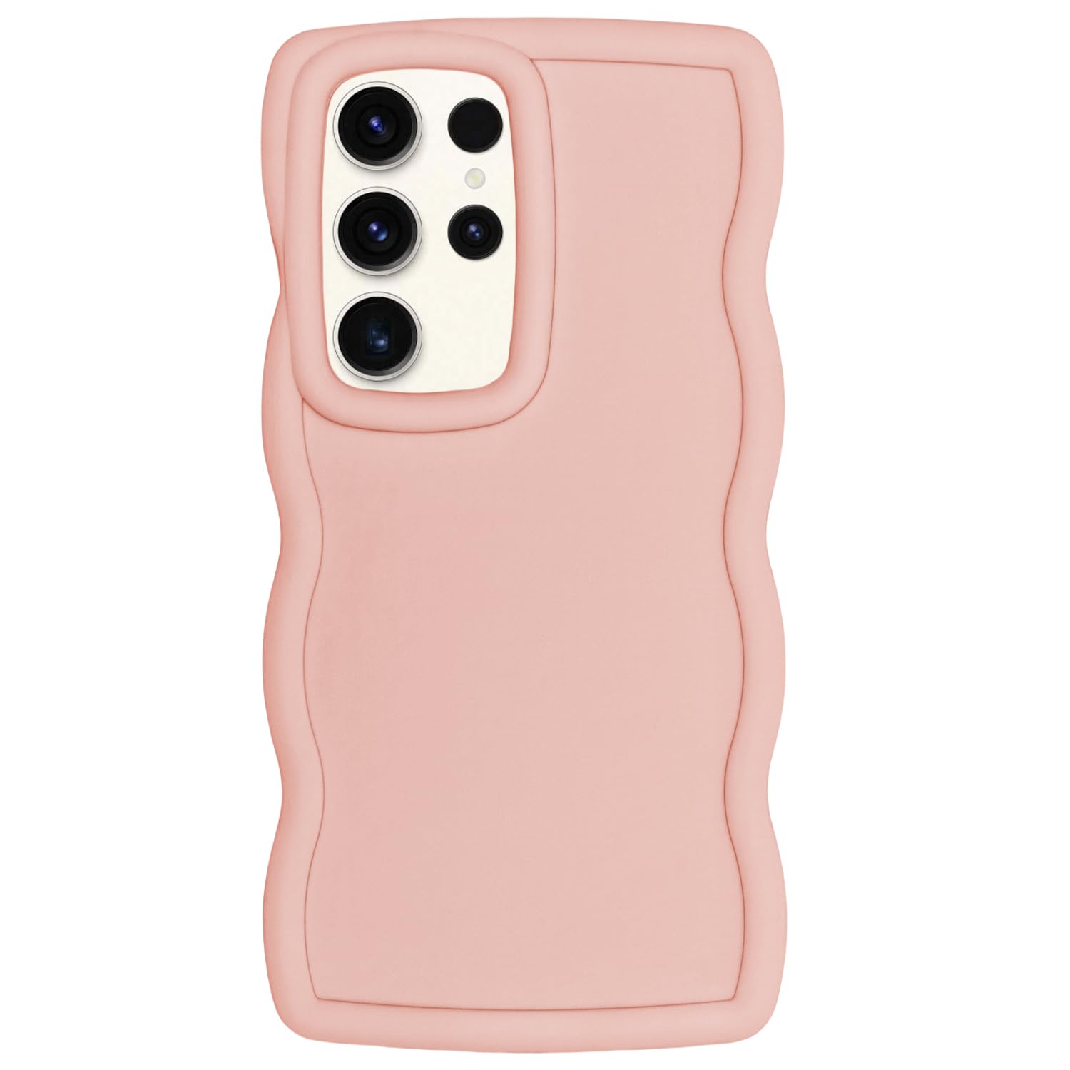 WOGROO Slim Fit Case for Samsung Galaxy S22 Ultra, Wave Frame, Cute Soft TPU Thin Protective Phone Cover for Women, Light Pink