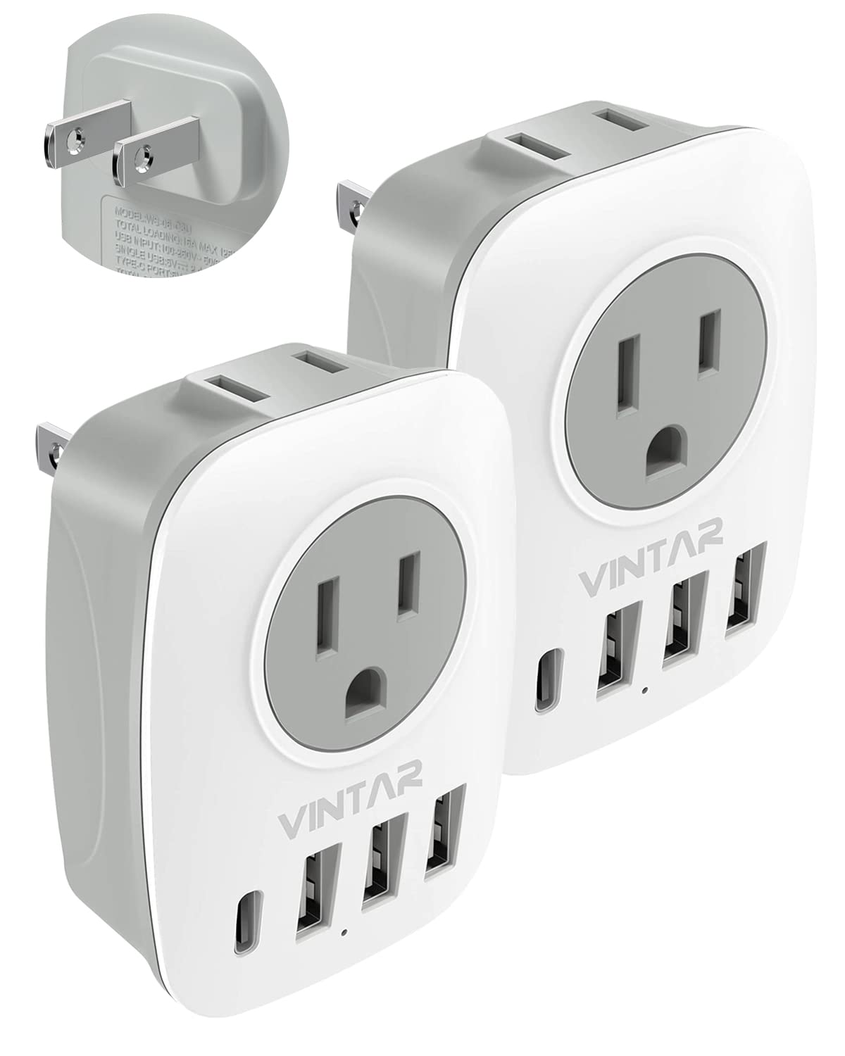 Us To Japan Plug Adapter, Vintar Japan Power Adapter With 2 Ac Outlets, 3 Usb And 1 Usb C Ports, 2 Prong To 3 Prong Outlet Adapt