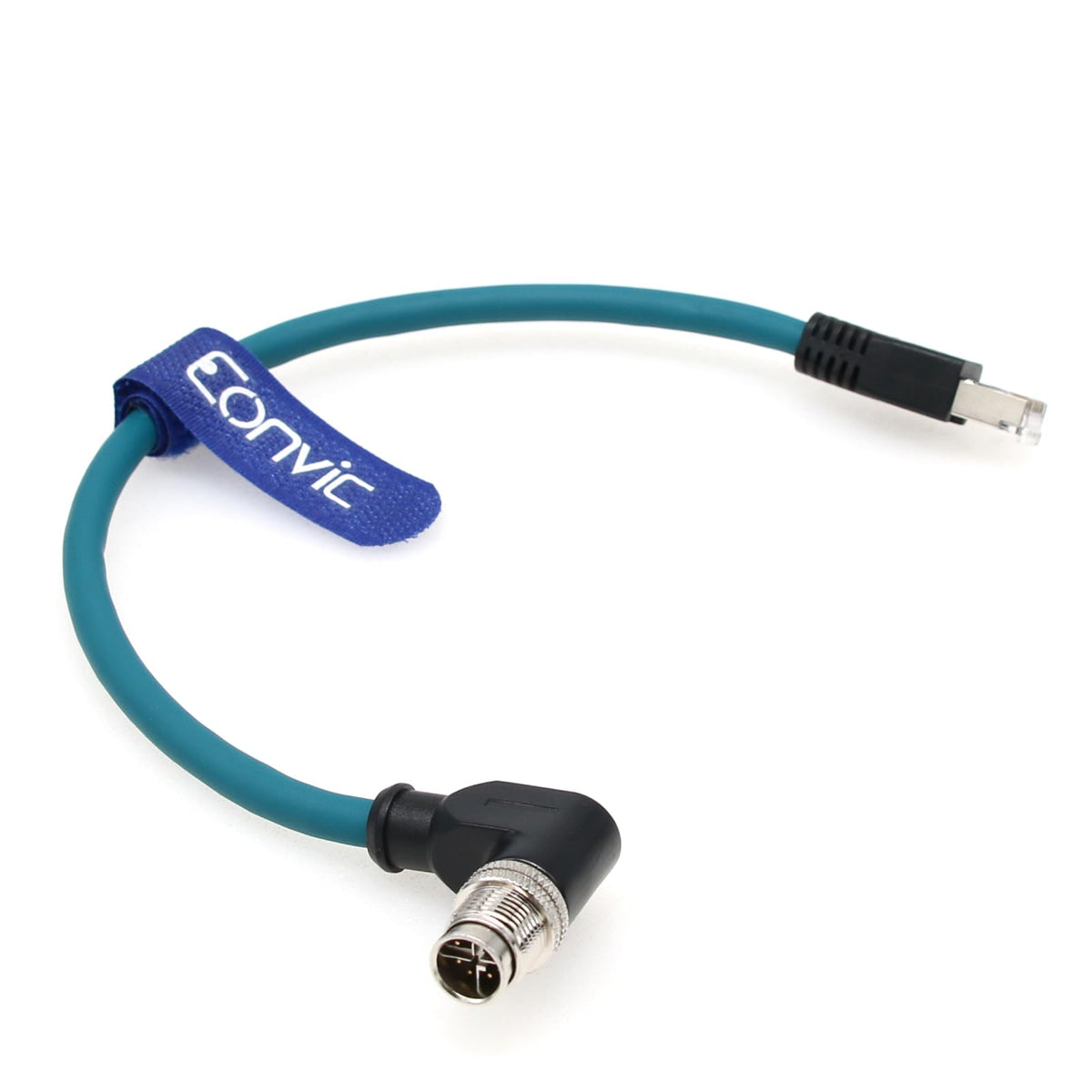 Eonvic Cat 7E Right Angle M12 X Code 8 Pin Male To Rj45 Ethernet High Flex Cable For Cognex Industrial Camera