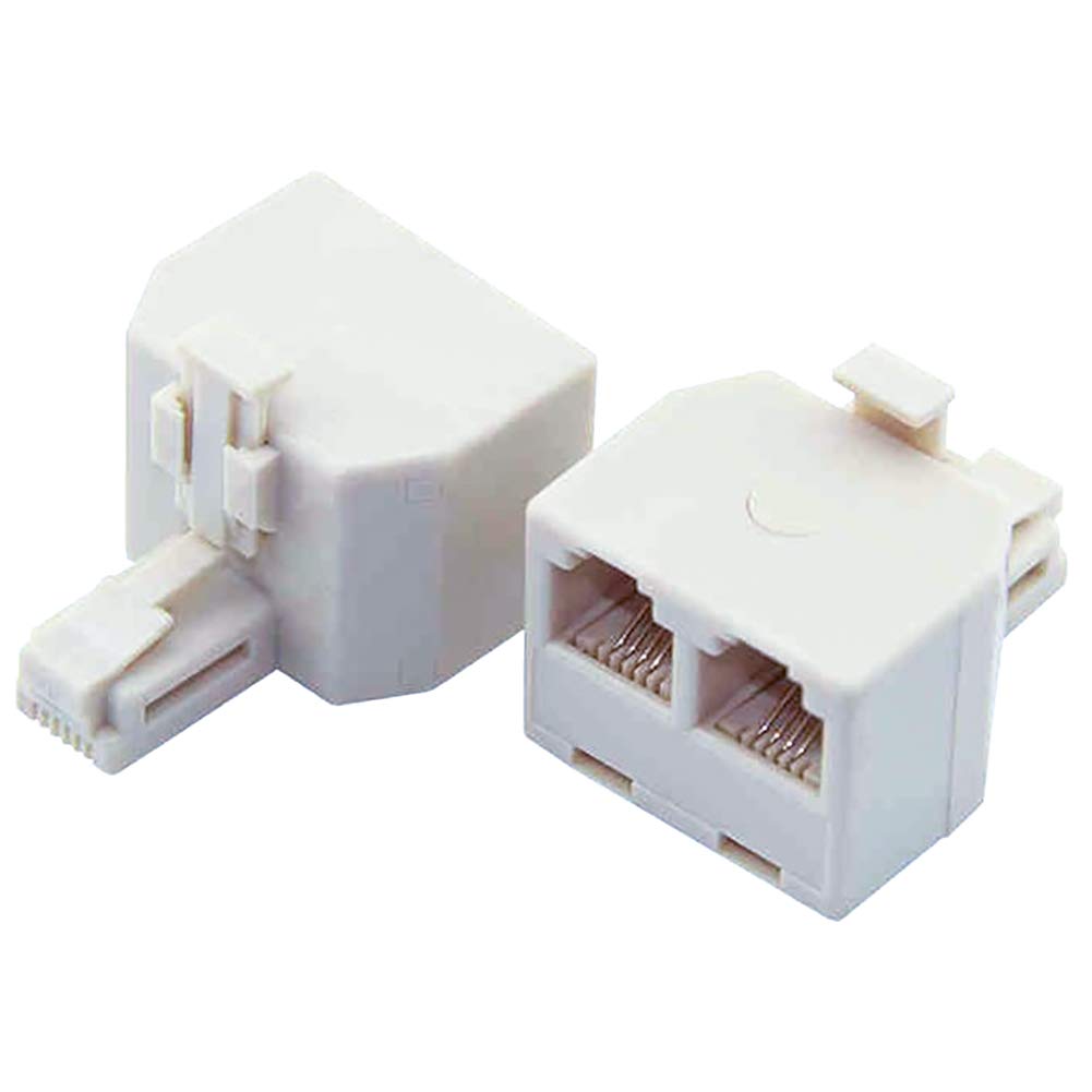 Phone Splitter 1 To 2, 2 Pack Rj11 6P4C Wall Jack Plug 1 To 2 Modular Adapter Converter