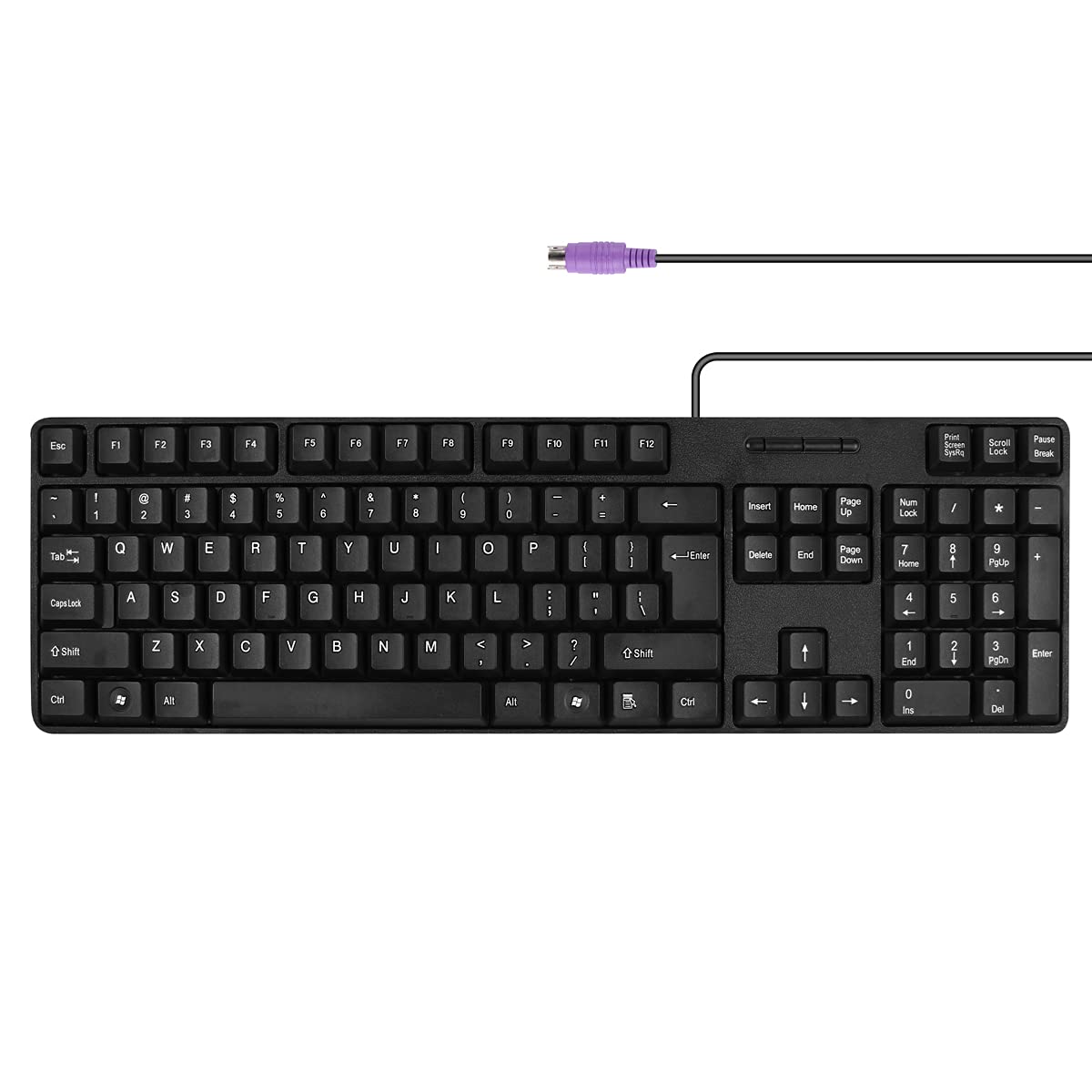 Mcsaite Wired Ps2 104 Keys Computer Keyboard With Stands,Black,Waterproof   Us Layout Compatible For Windows, Pc, Laptop