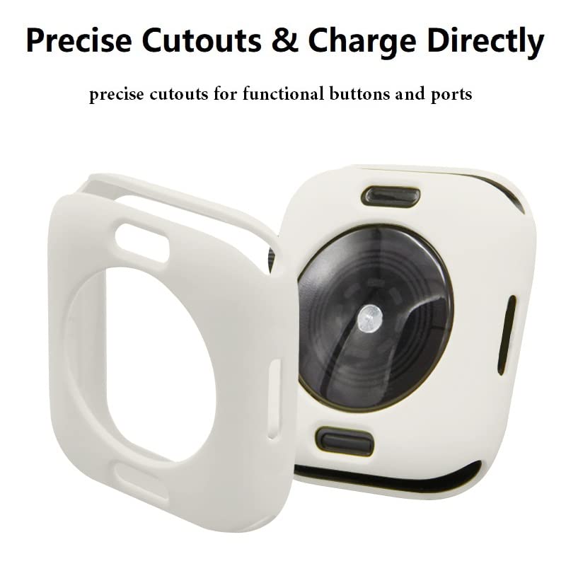 Hontao Ultra Thin Soft Tpu Shockproof Bumper Case For Iwatch Apple Watch Series 9/8/7 Antique White 45Mm