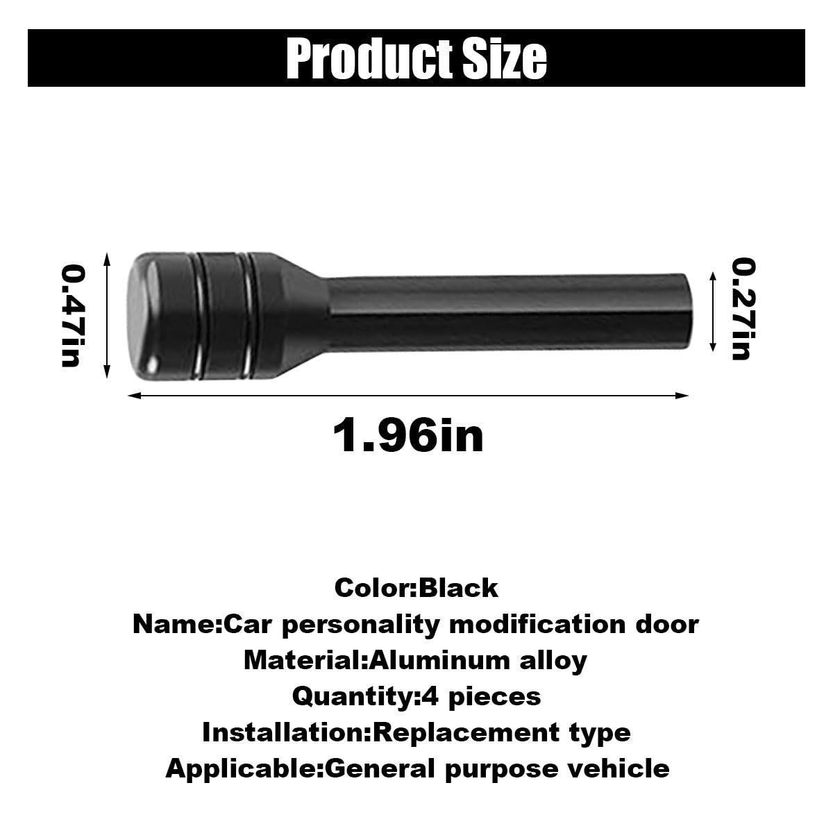 4Pcs Car Door Lock Knobs, 1.96  0.47 Inch Door Lift Bolt Auto Inner Door Pull Pins, Aluminum Alloy Door Lock Cover Decor, Univer
