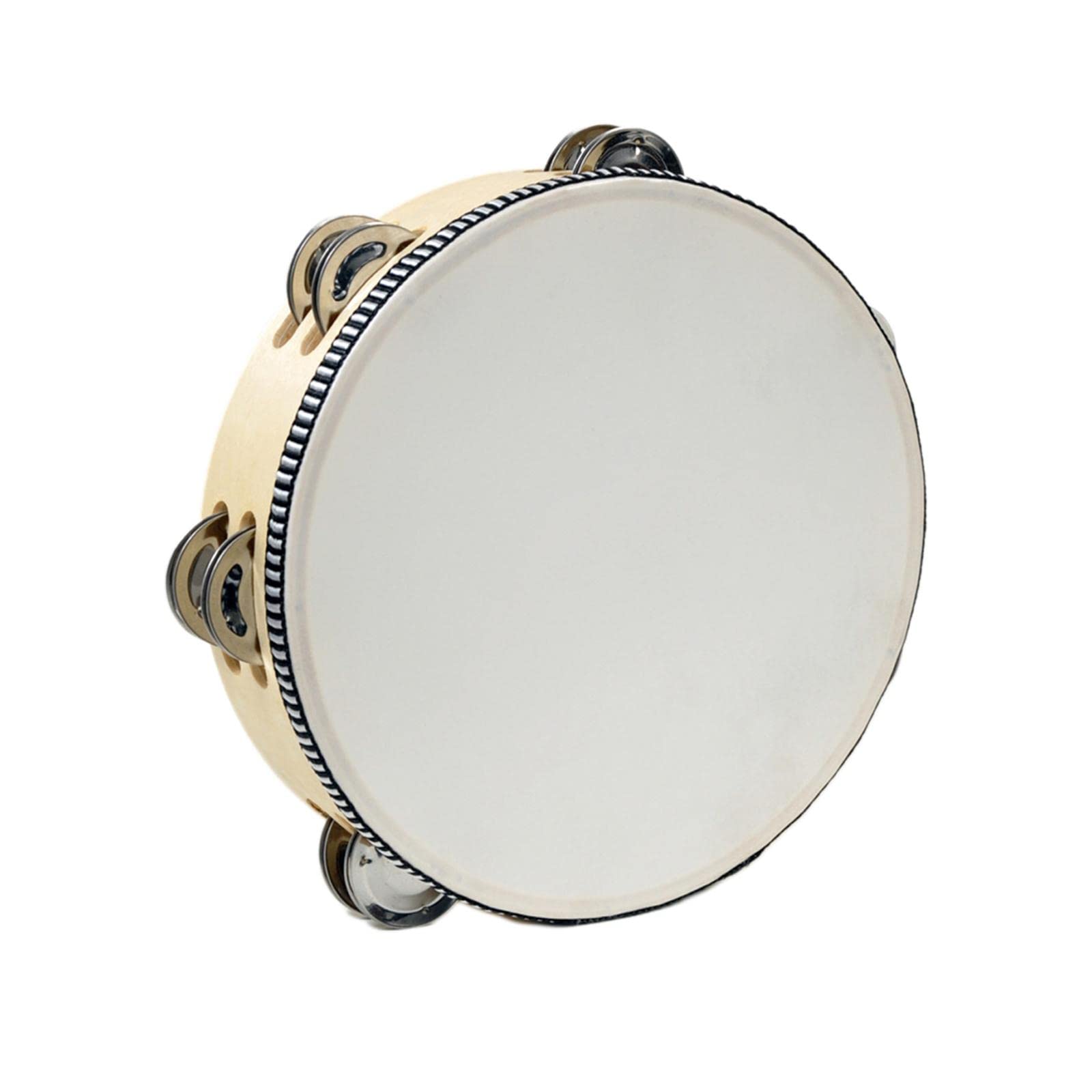 SECRET DESIRE Wooden Handheld Tambourines Metal Jingles Percussion for Church Party Adults 8inch Wood