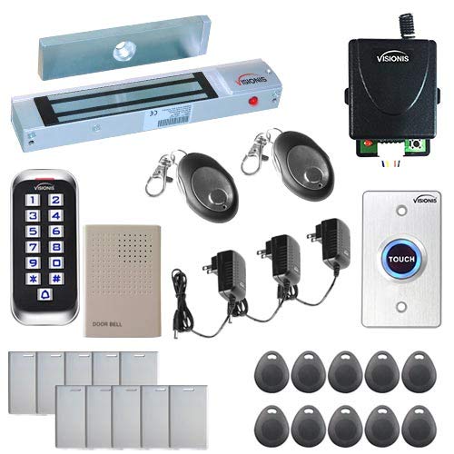 Visionis FPC-5636 One Door Access Control System Outswing Door 300lbs Magnetic Lock with VIS-3005 Slim Outdoor IP68 RFID Keypad 