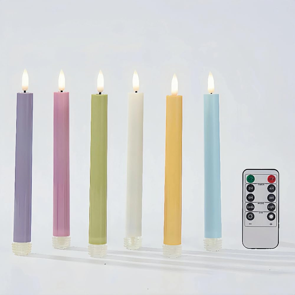Simplelight Pastel Flameless Taper Candles with Remote -Spring Battery ...