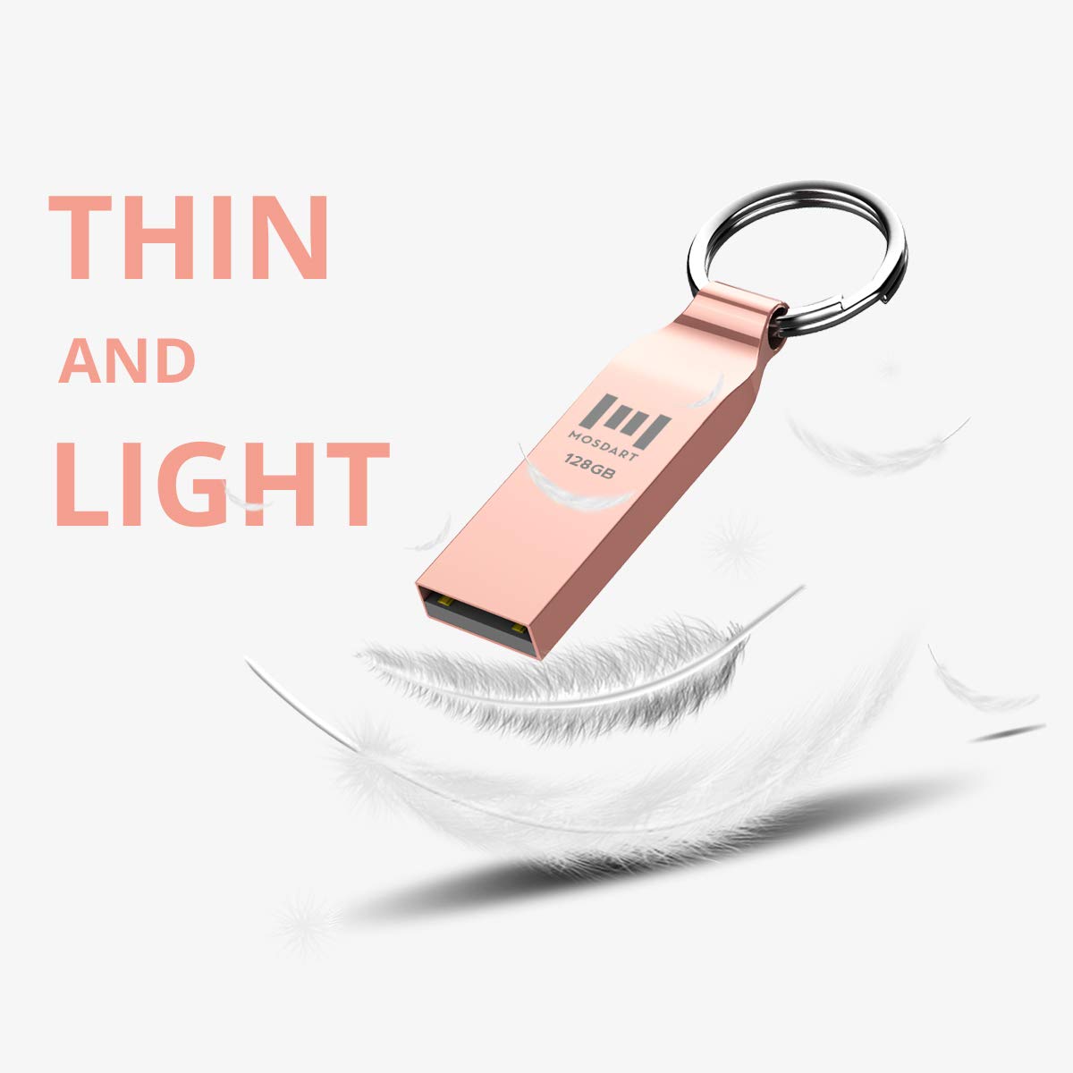 Mosdart 128Gb Exfat Usb 2.0 Flash Drive Metal Thumb Drive With Keychain 128 Gb Waterproof Jump Drive 128G Memory Stick For Stora