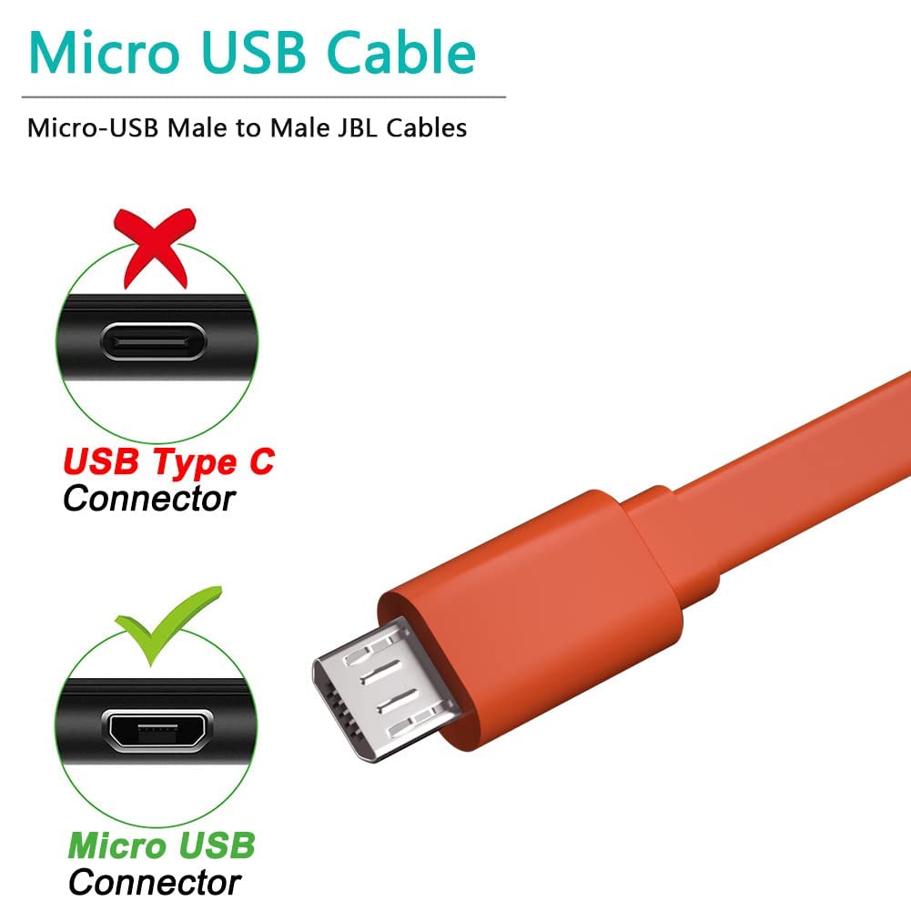 Tobysome Micro Usb Charging Cable Power Supply Charger Cord Compatible With Jbl Charge 2, Charge 3, Clip, Flip 2, Flip 3, Flip 4, Pulse 2, Pulse 3, Micro/Trip/Go/Link Speakers (Micro Usb Connector)
