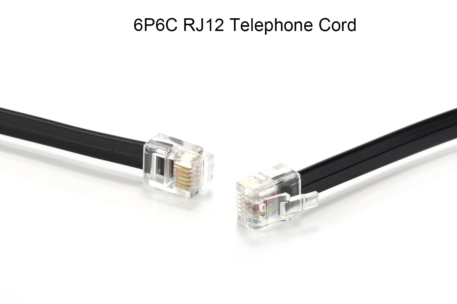 Seefeful Rj12 Cable Phone Cord Rj12 6P6C Male To Male Straight Wired For Both Data And Voice Use Black (25 Ft / 3 Pack)