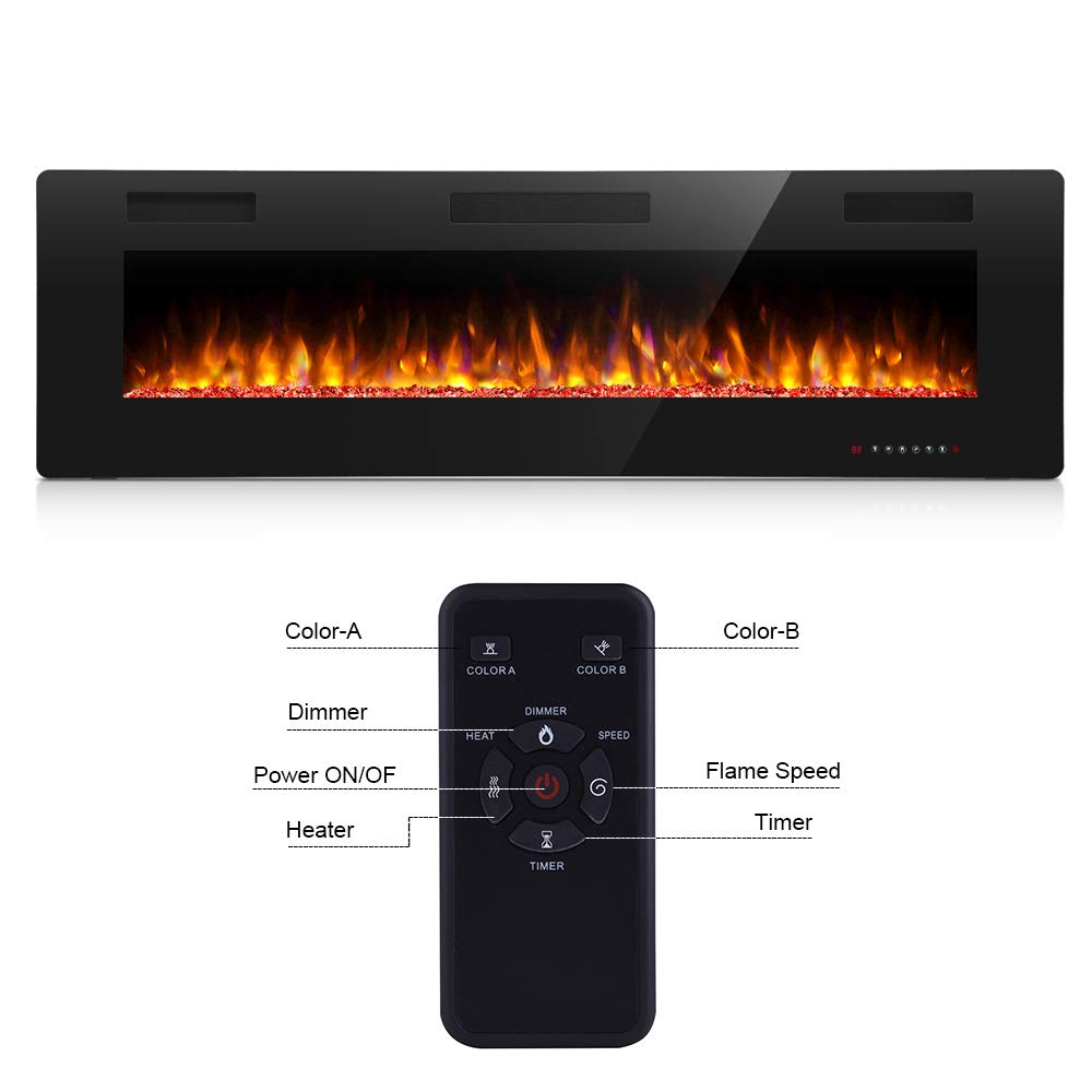 Antarctic Star 50 Inch Electric Fireplace In Wall Recessed And Wall Mounted, Fireplace Heater And Linear Fireplace With Multicol