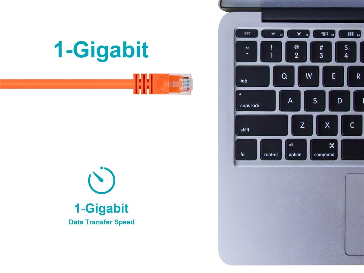 Monoprice Cat6 Ethernet Patch Cable   Snagless Rj45, Pure Bare Copper, 550Mhz, Utp, 24Awg, 14 Feet, Orange   Fullboot Series