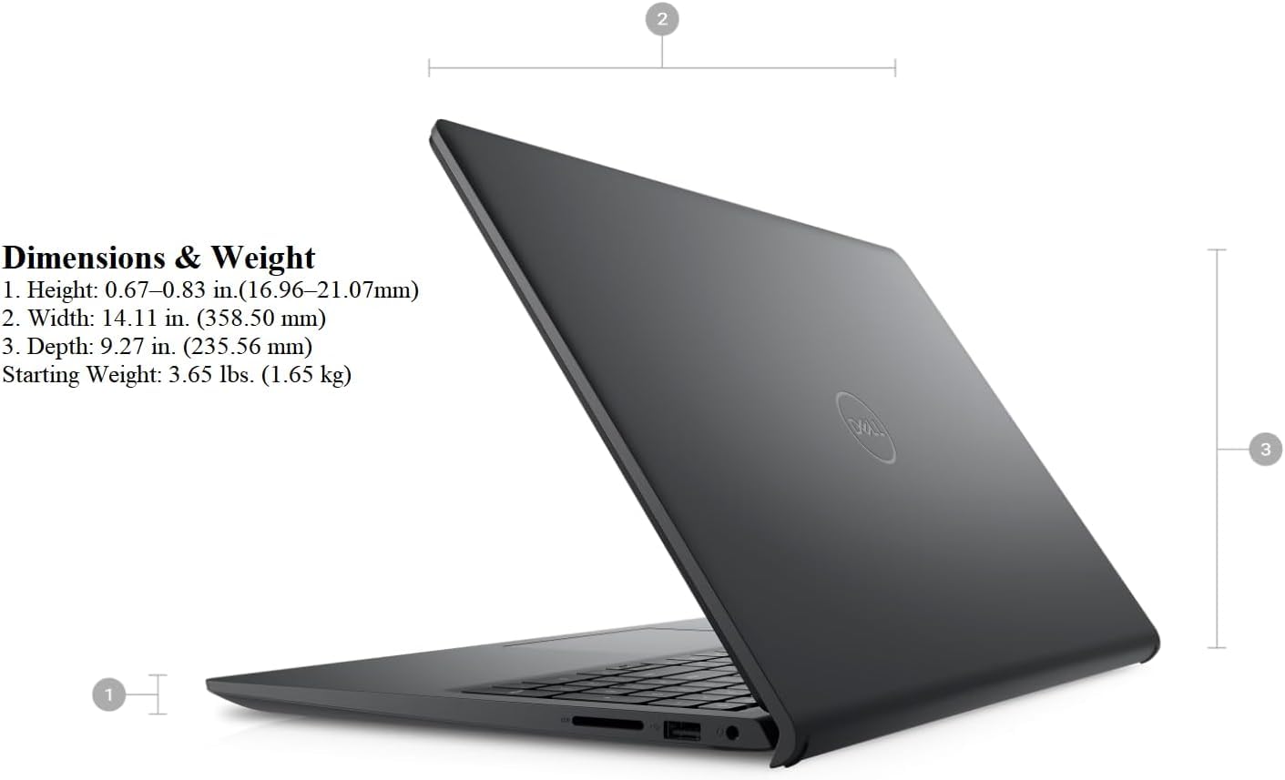 Dell 2023 Inspiron 15 Business Laptop, 15.6' 1920x1080 FHD, 12th Gen Intel i5 1235U 4.4 GHz, 8G RAM, 256GB SSD. Win 11 Home, Webcam,Bluetooth, Carbon Black