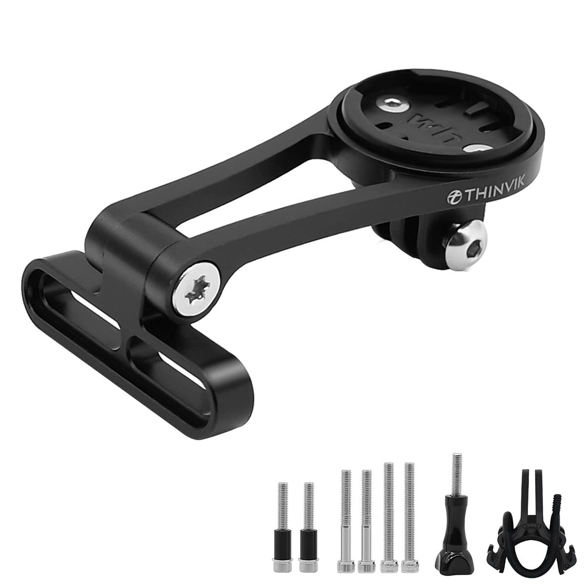 Thinvik Out Front Extended Bike Computer Mount For Wahoo,Adjustable Angle Combo Mount For Wahoo Mini Wahoo Elemnt & Elemnt Bolt,Elemnt Roam Gps Bike Computer   Cnc Aluminum Alloy