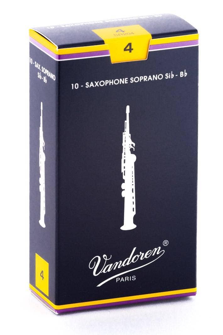 Vandoren Sr204 Soprano Sax Traditional Reeds Strength 4; Box Of 10