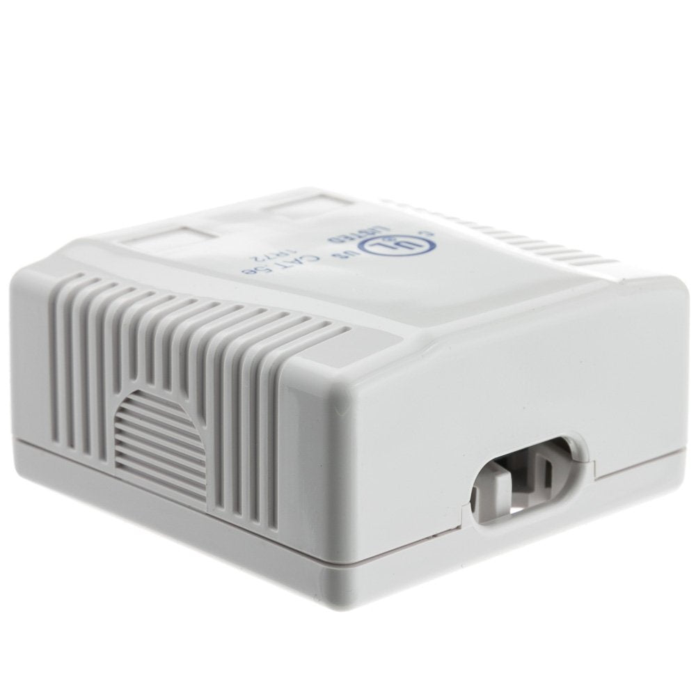 Cablewholesale Cat5E Single Surface Mount Box, 2 Port, Rj45 Unshielded Female Port, White, Adhesive For Wall Mount