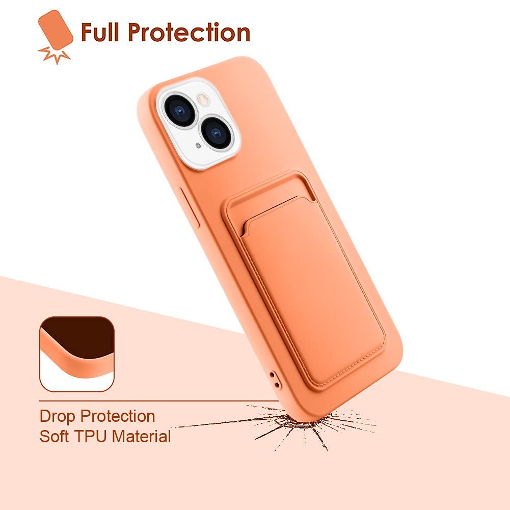 Mzelq Compatible With Iphone 13 (6.1 Inch) Case, Card Holder Camera Protection Cover For Iphone 13 + Screen Protector, Card Slot