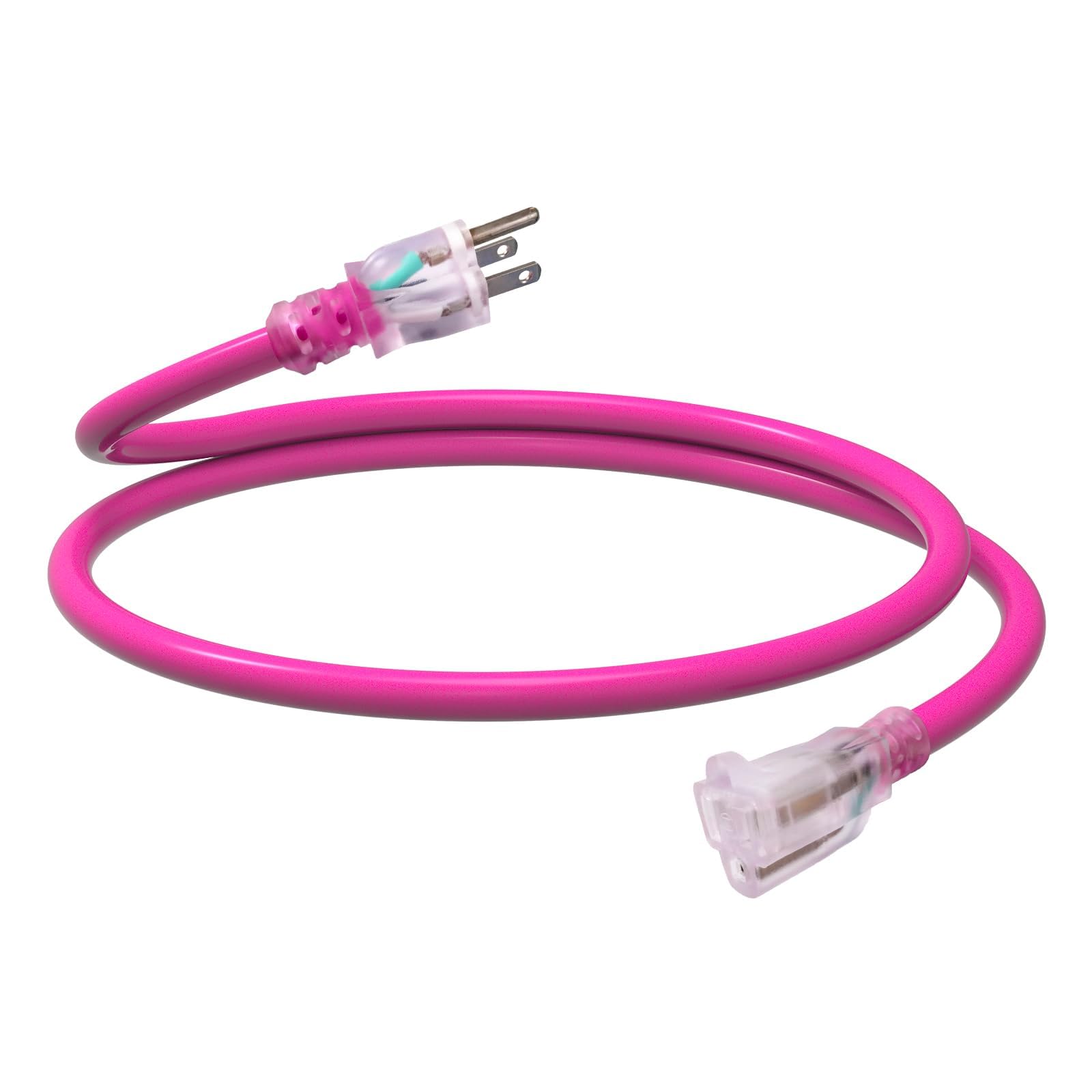 Ep 3 Ft Outdoor Extension Cord, 12/3 Sjtw Heavy Duty Waterproof Power Cable, 3 Prong Grounded Plug, Lighted End, For Lawn, Garde