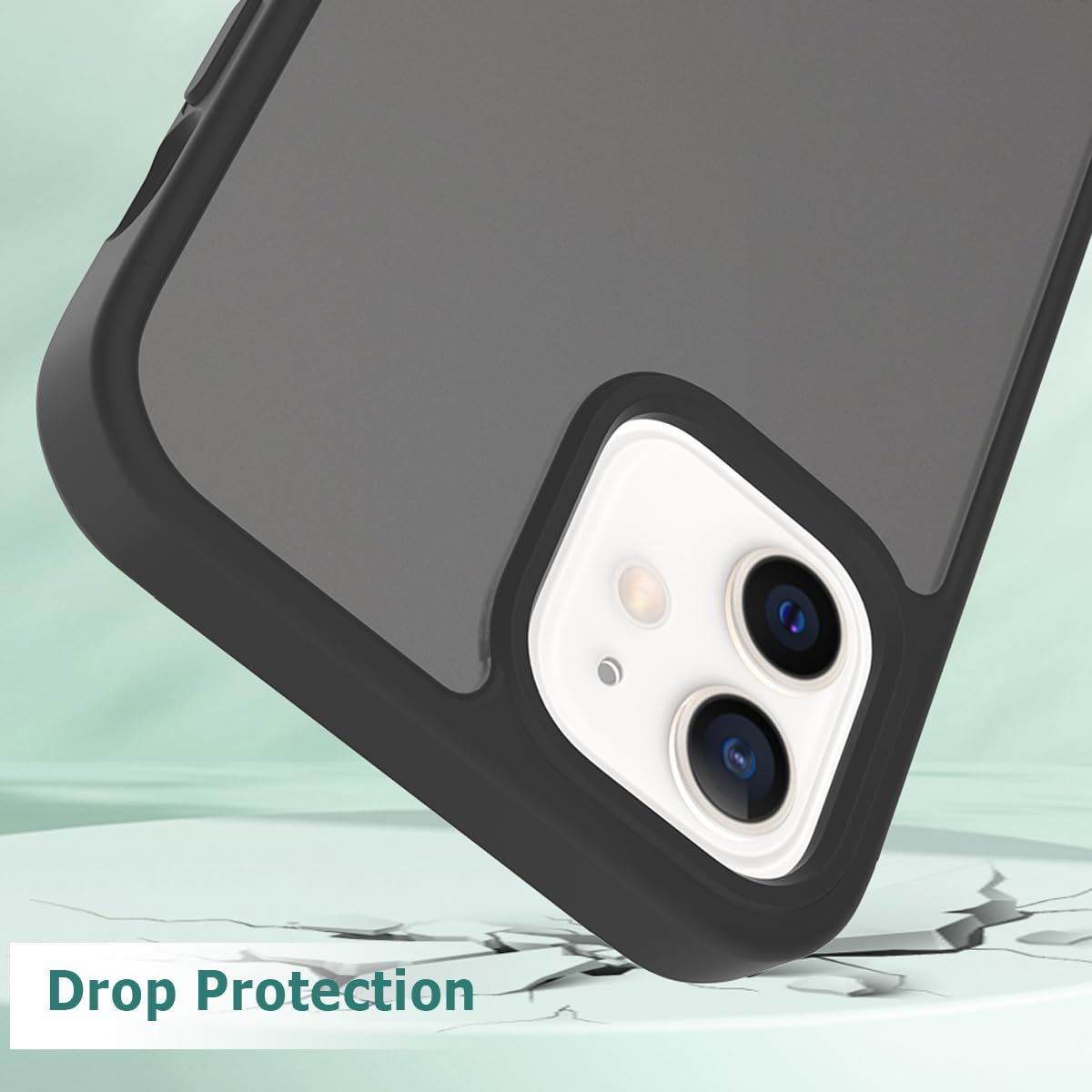 Tenoc Phone Case Compatible With Iphone 12 Mini, Black Case Translucent Protective Bumper Matte Hard Back Cover For 5.4 Inch