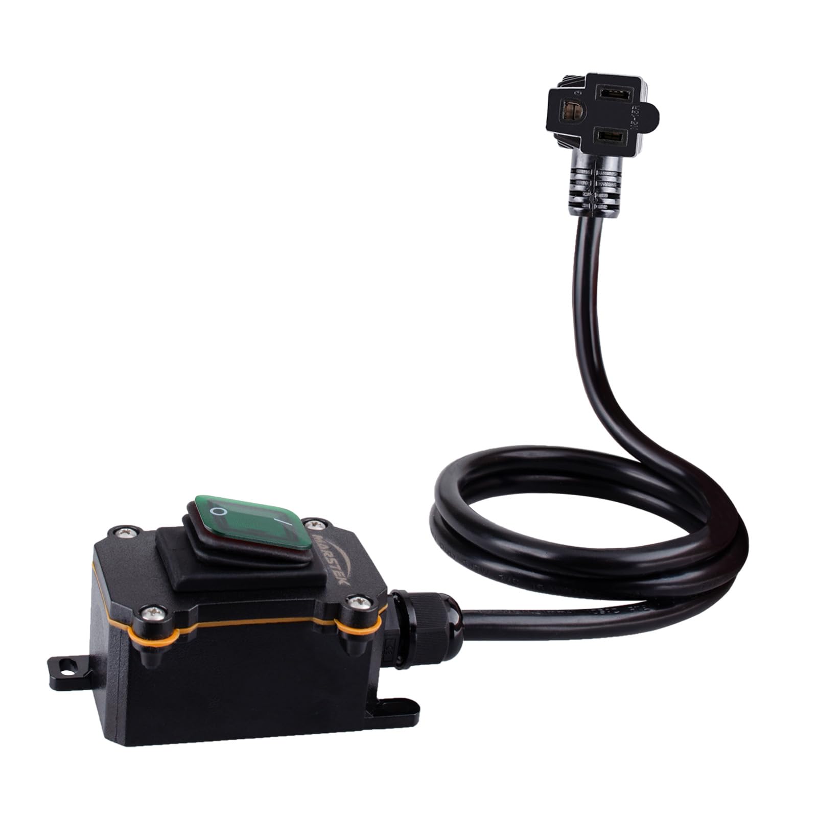 Marstek Heavy Duty Waterproof Extension Cord With On/Off Switch,Inline Cord Switch With 3 Ft 16Awg Cable Piggyback Plug(3 Pronge