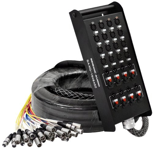 Seismic Audio - Saxq-16X8X50 - 16 Channel 50' Xlr Snake Cable With Xlr And 1/4'' Returns On The Box
