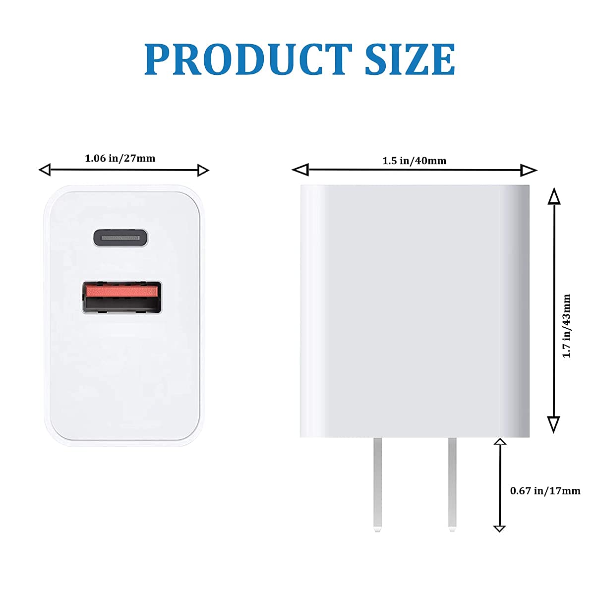 Usb C Wall Charger Block, 20W Fast Speed Charging Box With Micro Plug Cube For Apple Watch Series 8 7, New Iphone 12 13 14 Pro/P