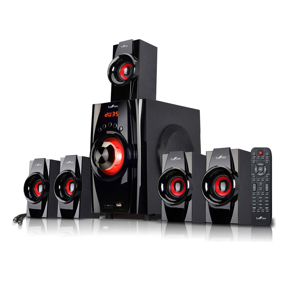 Befree Sound 5.1 Channel Surround Sound Bluetooth Speaker System  Red
