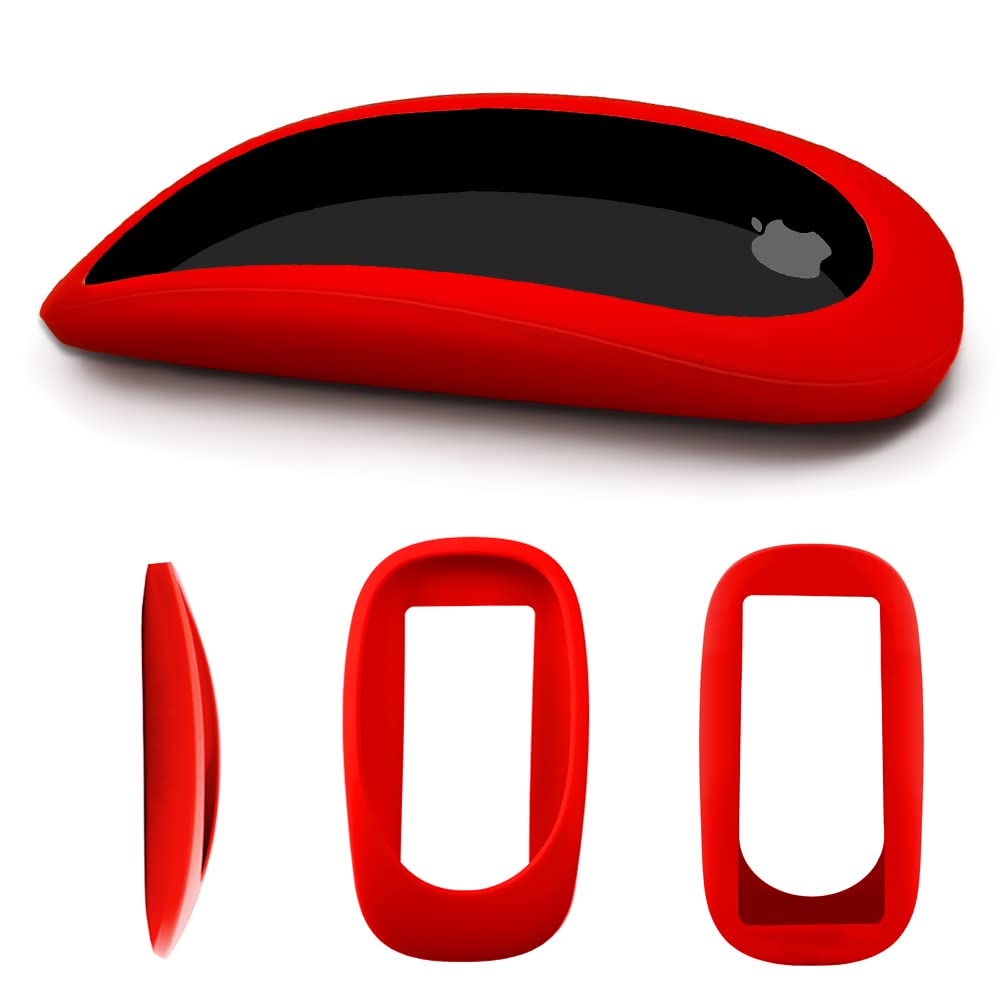 Protective Case For Apple Magic Mouse 1&2, Drop Resistant, Wear Resistant Mouse Accessories Silicone Cover (Red)