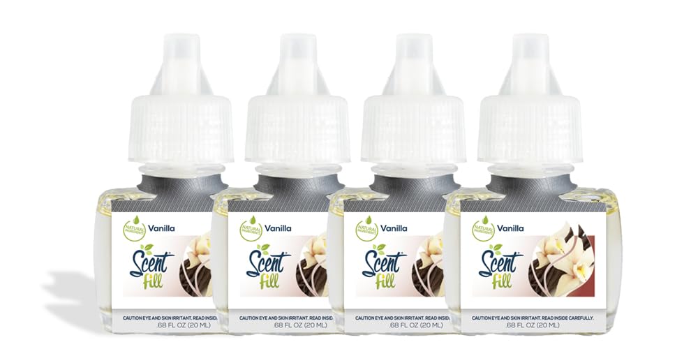 Scent Fill Vanilla Plug In Air Freshener, 4 Scented Oil Refills