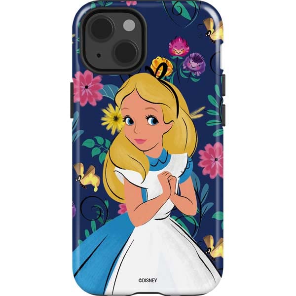 Skinit Impact Phone Case Compatible With Iphone 13   Officially Licensed Disney Alice In Wonderland Floral Print Design