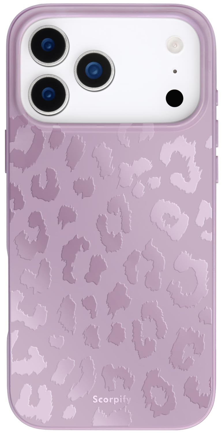 SCORPIFY for iPhone 17 Pro Case [Compatible with MagSafe] with Matte Lavender Leopard Cheetah Print Design, Cute Magnetic Phone 