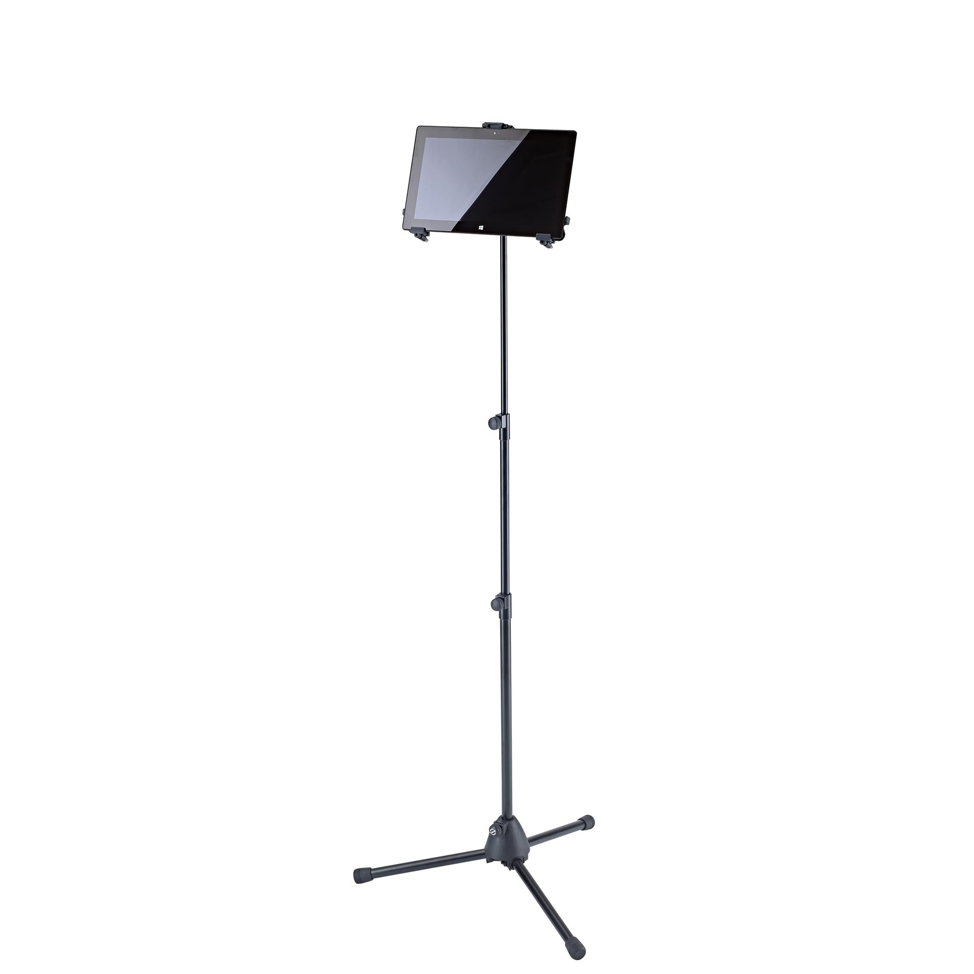K&M Konig & Meyer 19793 Universal Tablet Mount/Ipad Holder & Stand Rotate Tablet 360, Adjustable Height, Stable Tripod Base, Stu