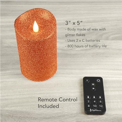 Softflame Real Wax Flameless Led Candles With Remote Control, 3''X 5''Flickering 3D Moving Flame Battery Operated Candles For In