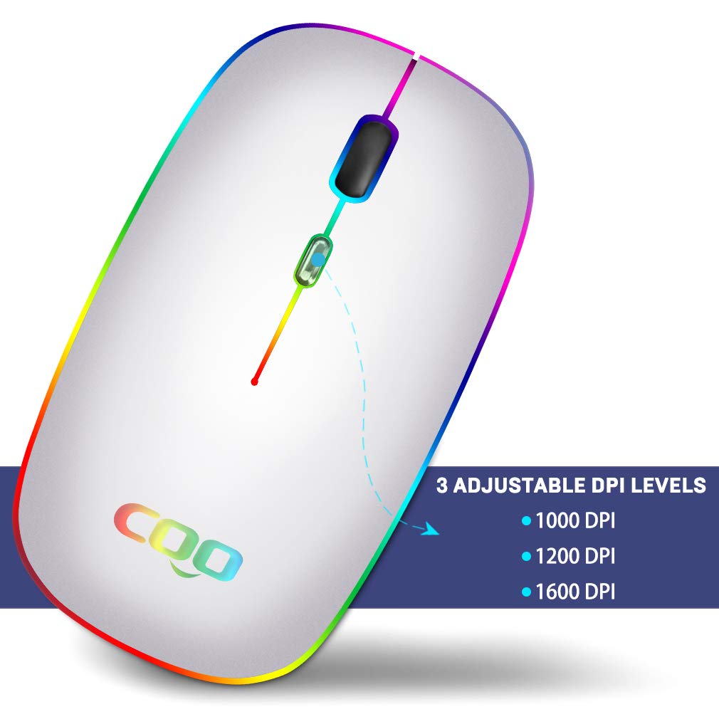 Coo Wireless Mouse, Led Slim Dual Mode(Bluetooth 5.1 And 2.4G Wireless) Rechargeable Led Wireless Mouse With 3 Adjustable Dpi Fo