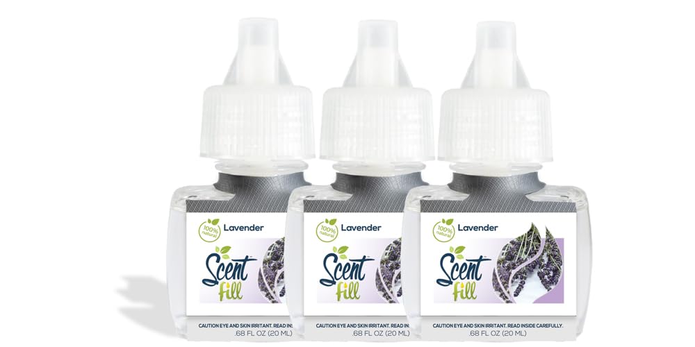 Scent Fill 100% Natural Lavender Plug In Air Freshener, Scented Oil Refills, 3 Refills