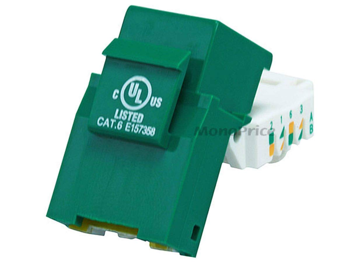 Monoprice Cat6 Rj 45 Toolless Keystone, Green (101041)