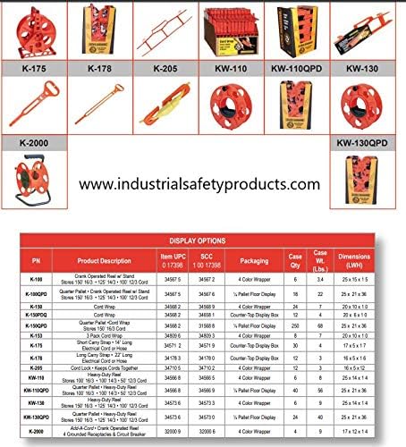 Bayco K 100 Cord Storage Reel W/Stand, Pack, Orange