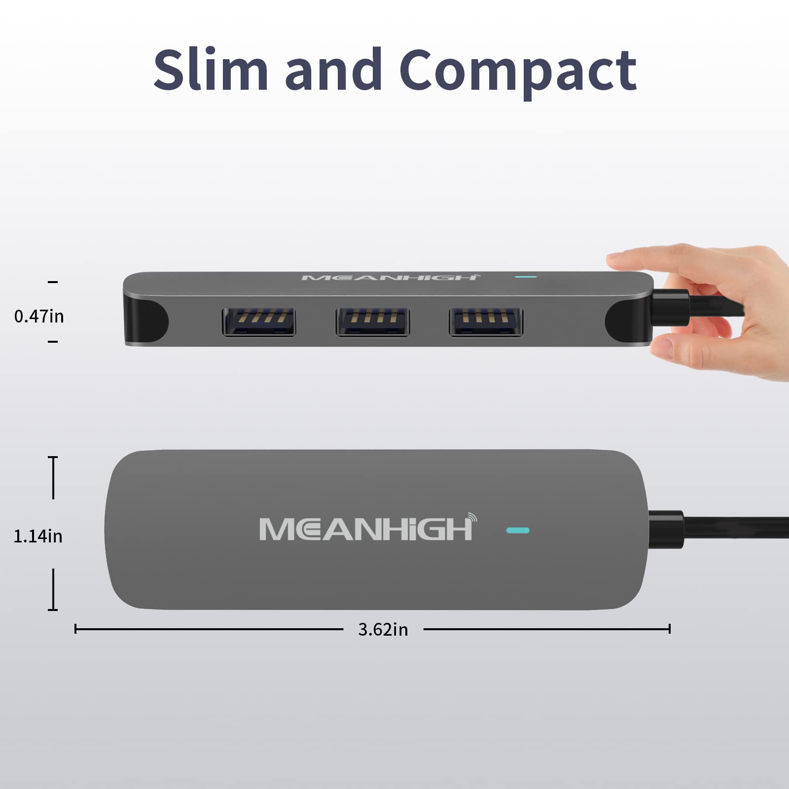 Meanhigh Usb Hub, 4 Port Dongle With Usb 3.0, Usb 2.0, Multiple Usb Port Expander For Laptop, Macbook, Surface Pro, Xps, Pc, Fla