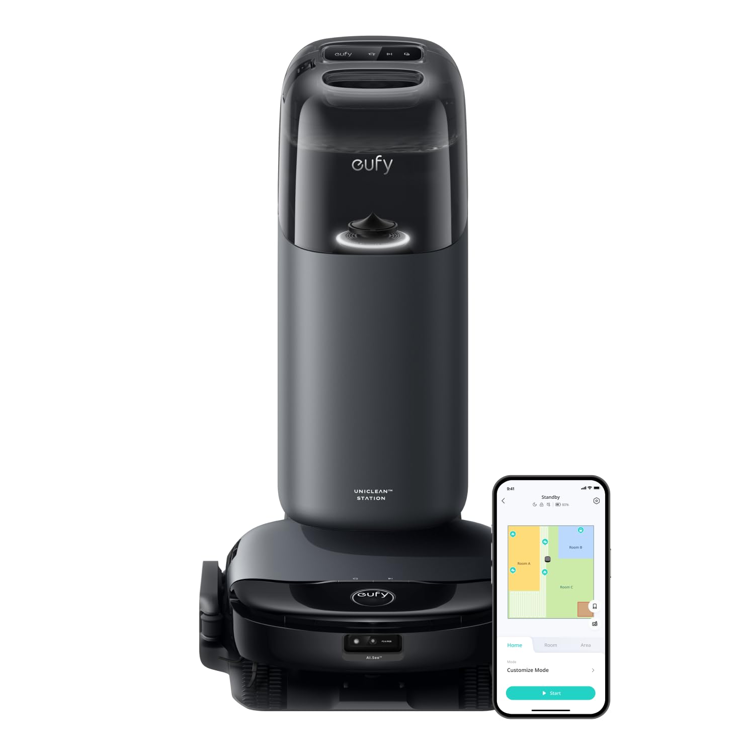 Eufy S1 With All In One Station, Hydrojet Robot Vacuum And Mop Combo, 8,000 Pa Suction, Smart Obstacle Avoidance, Multi Level Ma